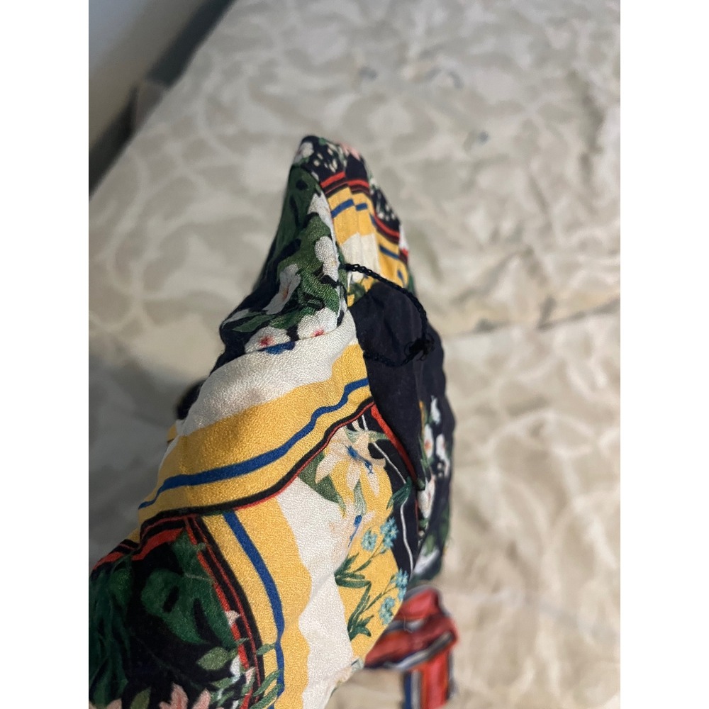 Farm Rio for Anthropologie Tropical Floral Striped Wrap Blouse Navy XL - Picture 7 of 15